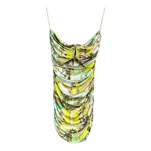 Green mixed print Strapless Mini Dress urban outfitters - Picture 7 of 13